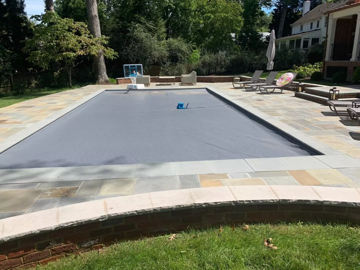 Covered Swimming Pool With Basketball Ring